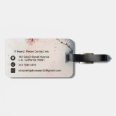 Étiquette À Bagage Aquarelle Cerisier Fleur Fille Nom du script (Dos horizontal)