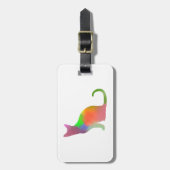 Étiquette À Bagage Aquarelle Chat Silhouette (Devant Vertical)