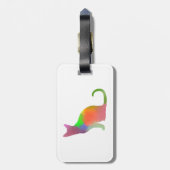 Étiquette À Bagage Aquarelle Chat Silhouette (Dos Vertical)