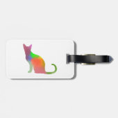 Étiquette À Bagage Aquarelle Chat Silhouette (Dos horizontal)