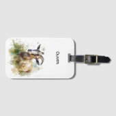 Étiquette À Bagage Aquarelle Chèvre de ferme, sur mesure (Devant Horizontal)