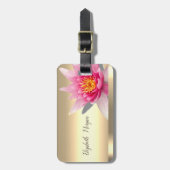 Étiquette À Bagage Aquarelle Chic Lotus Flower Gold (Devant Vertical)