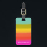 Étiquette À Bagage Aquarelle colorée Bright Rainbow Stripes Nom<br><div class="desc">Cette étiquette à bagages élégante personnalisée comporte un arc-en-ciel mignon brossé à l'air dans des couleurs vives. Personnalisez-le avec votre nom. Super idée cadeau.</div>