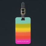 Étiquette À Bagage Aquarelle colorée Bright Rainbow Stripes Nom<br><div class="desc">Cette étiquette à bagages élégante personnalisée comporte un arc-en-ciel mignon brossé à l'air dans des couleurs vives. Personnalisez-le avec votre nom. Super idée cadeau.</div>