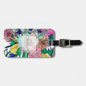 Étiquette À Bagage Aquarelle colorée élégante Motif Floral (Devant horizontal)