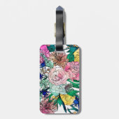 Étiquette À Bagage Aquarelle colorée élégante Motif Floral (Dos Vertical)