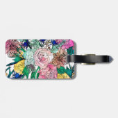Étiquette À Bagage Aquarelle colorée élégante Motif Floral (Dos horizontal)