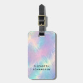 Étiquette À Bagage Aquarelle colorée Faux Pierre Opale Holographique (Devant Vertical)
