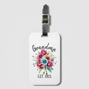 Étiquette À Bagage Aquarelle Colorée Fleur sauvage grand-mère