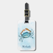 Étiquette À Bagage Aquarelle Côte du crabe bleu (Devant Vertical)