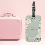 Étiquette À Bagage Aquarelle couleur verte de Sage Floral personnalis<br><div class="desc">De magnifiques éclaboussures d'or de parties scintillant faux avec des fleurs délicates et roses sur un arrière - plan vert sage. Cette étiquette à bagages est parfaite pour la femme féminine. Si chic et sophistiqué comme elle. Un design tellement élégant. J’ai aimé créer ce design pour vous. Zazzle garantit 100%...</div>