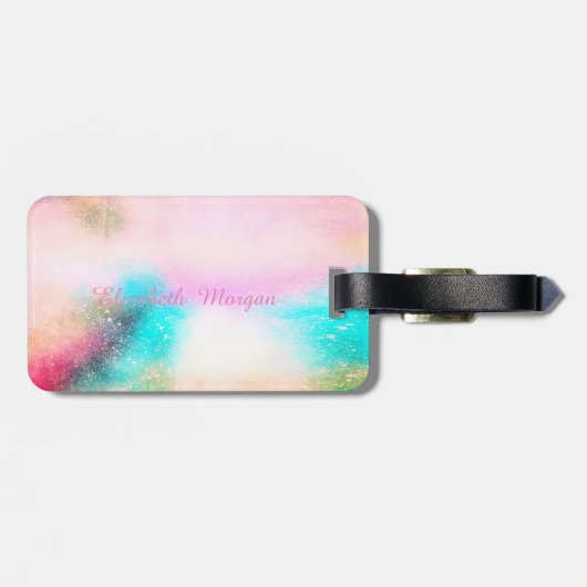 Étiquette À Bagage Aquarelle Crème glacée Cone Monogramme (Dos horizontal)