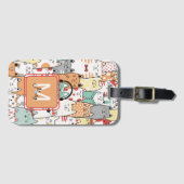 Étiquette À Bagage Aquarelle Cute Chats Nom Sur Monogramme Voyage (Devant Horizontal)