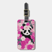 Étiquette À Bagage Aquarelle Cute panda rose floral (Devant Vertical)