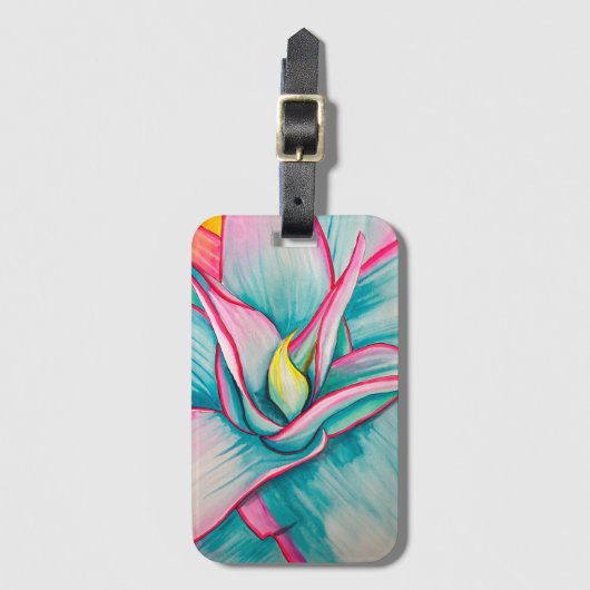 Étiquette À Bagage Aquarelle d'agave succulent art (Devant Vertical)