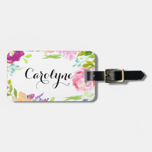 Étiquette À Bagage Aquarelle Dainty Cadre Floral Personnalisé