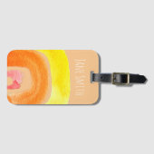 Étiquette À Bagage Aquarelle d'amour arc-en-ciel orange (Devant Horizontal)