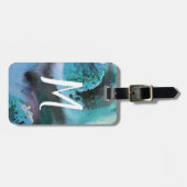 Étiquette À Bagage aquarelle d'art Abstrait : customisée en blues (Devant horizontal)