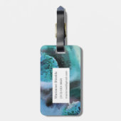 Étiquette À Bagage aquarelle d'art Abstrait : customisée en blues (Dos Vertical)