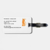 Étiquette À Bagage Aquarelle de chat orange amusante (Dos horizontal)