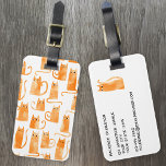 Étiquette À Bagage Aquarelle de chat orange amusante<br><div class="desc">Joli petit motif de chat gingembre orange aquarelle,  parfait pour les amoureux des animaux. Art original de Nic Squirrell. Modifiez les détails à l'envers pour personnaliser.</div>