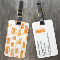 Aquarelle de chat orange amusante
