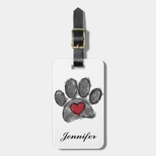 Étiquette À Bagage Aquarelle de dessin Amoureux des chiens (Devant Vertical)