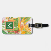 Étiquette À Bagage Aquarelle de fleurs exotiques (Devant horizontal)