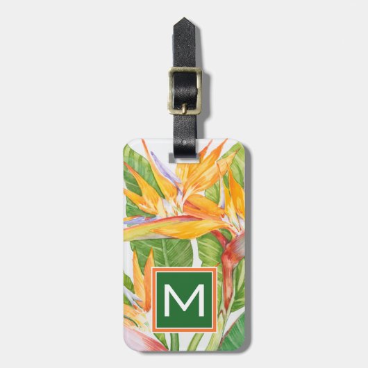 Étiquette À Bagage Aquarelle de fleurs exotiques (Devant Vertical)