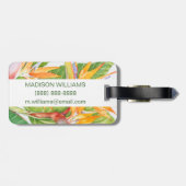 Étiquette À Bagage Aquarelle de fleurs exotiques (Dos horizontal)