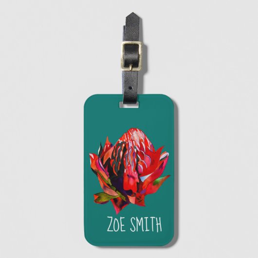 Étiquette À Bagage Aquarelle de fleurs indigènes de Waratah (Devant Vertical)