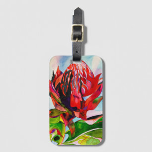 Étiquette À Bagage Aquarelle de fleurs indigènes de Waratah
