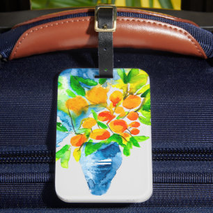 Étiquette À Bagage Aquarelle de fruits d'art kumquat orange