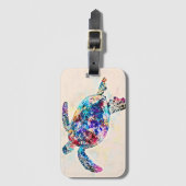 Étiquette À Bagage Aquarelle de la tortue de mer d'Hawaï (Devant Vertical)