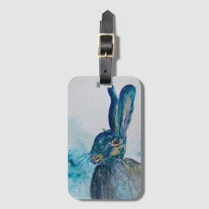 Étiquette À Bagage Aquarelle de lapin lièvre