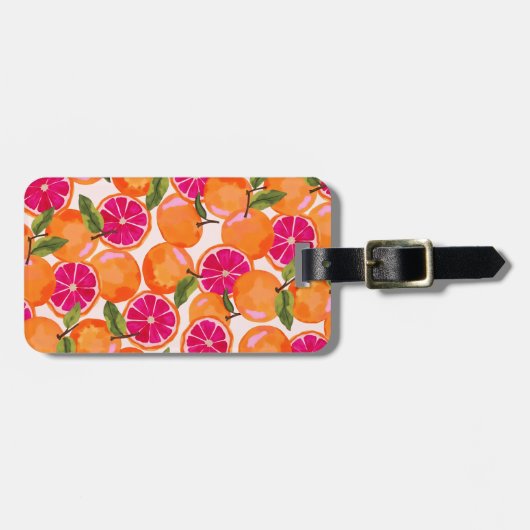 Étiquette À Bagage Aquarelle de pamplemousse (Devant horizontal)