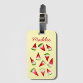 Étiquette À Bagage Aquarelle de pastèque fruit mignon (Devant Vertical)