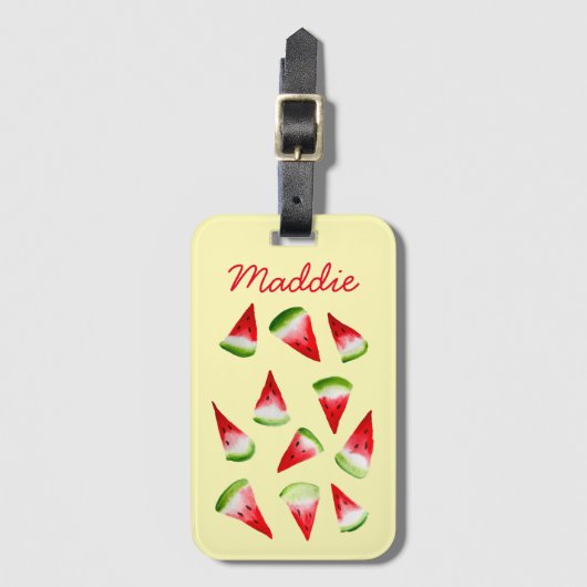Étiquette À Bagage Aquarelle de pastèque fruit mignon (Devant Vertical)