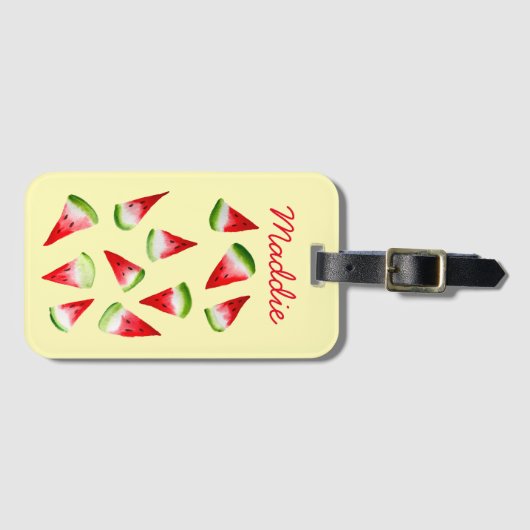 Étiquette À Bagage Aquarelle de pastèque fruit mignon (Devant Horizontal)