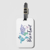 Étiquette À Bagage Aquarelle de voyage (Devant Vertical)