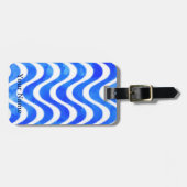 Étiquette À Bagage Aquarelle décorative Blue Waves Custom (Devant horizontal)