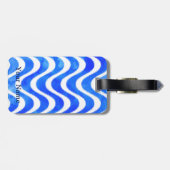 Étiquette À Bagage Aquarelle décorative Blue Waves Custom (Dos horizontal)