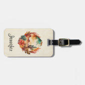 Étiquette À Bagage Aquarelle Désert Cactus et Montagnes (Devant horizontal)