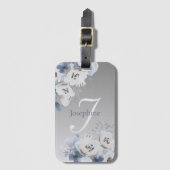 Étiquette À Bagage Aquarelle d'hiver Monogramme floral personnalisé (Devant Vertical)