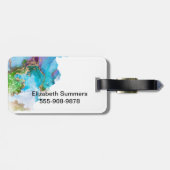 Étiquette À Bagage Aquarelle d'huile d'or Monogramme bagages (Dos horizontal)