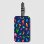 Étiquette À Bagage Aquarelle Dinosaure Alphabet Dino coloré enfants (Devant Vertical)