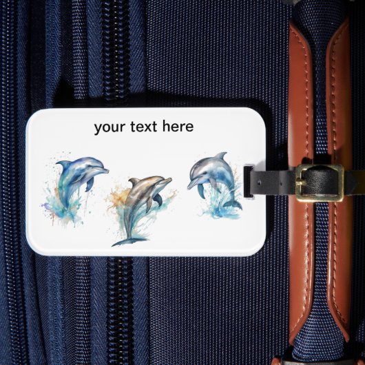 Étiquette À Bagage Aquarelle Dolphin Trio, personnalisée (Insitu Rectoal 4)