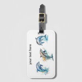 Étiquette À Bagage Aquarelle Dolphin Trio, personnalisée (Devant Vertical)