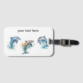 Étiquette À Bagage Aquarelle Dolphin Trio, personnalisée (Devant Horizontal)