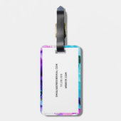 Étiquette À Bagage  Aquarelle dorée bleu pourpre (Dos Vertical)